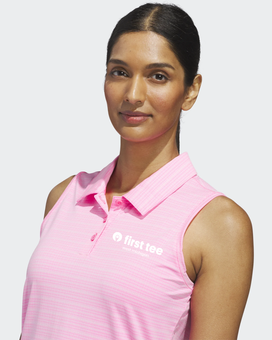 adidas Pink Jacquard Sleeveless Polo