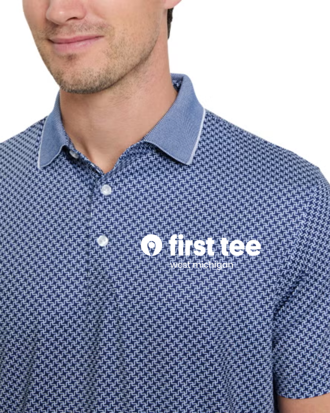 Navy Links Pattern Polo