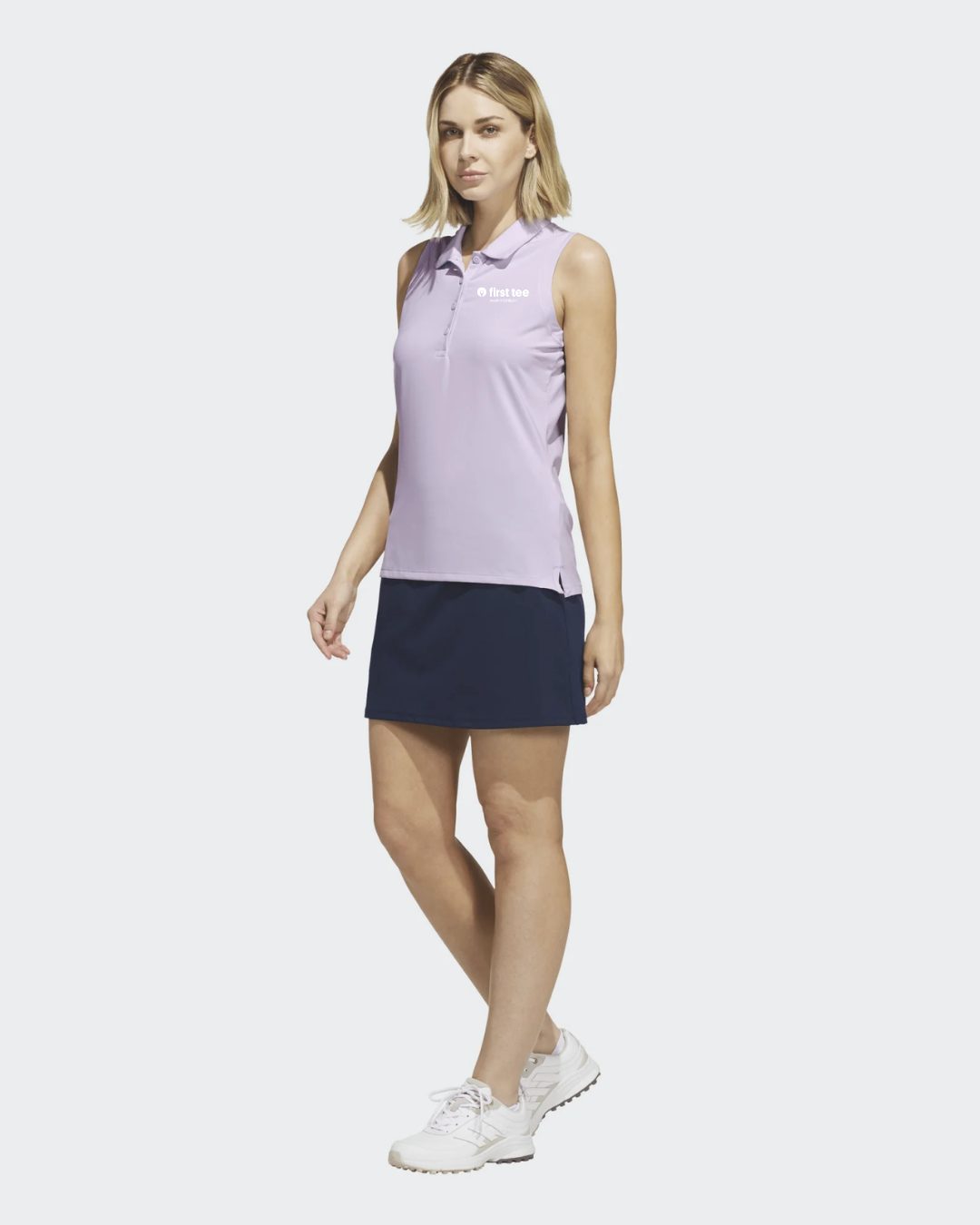 adidas Frosted Purple Solid Sleeveless Polo
