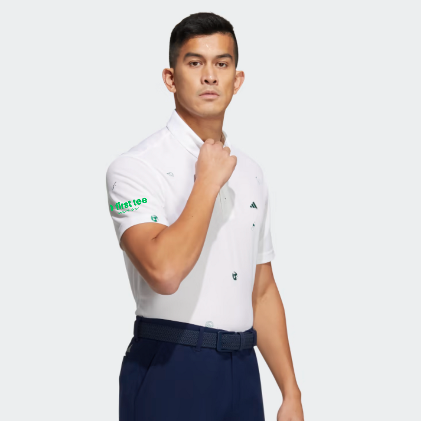 Adidas Men's Play Green Monogram Polo Shirt - XXL Only