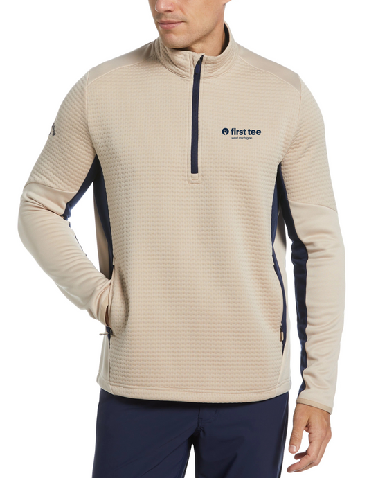 Callaway Mens Textured 1/4 Zip Golf Pullover - Latte