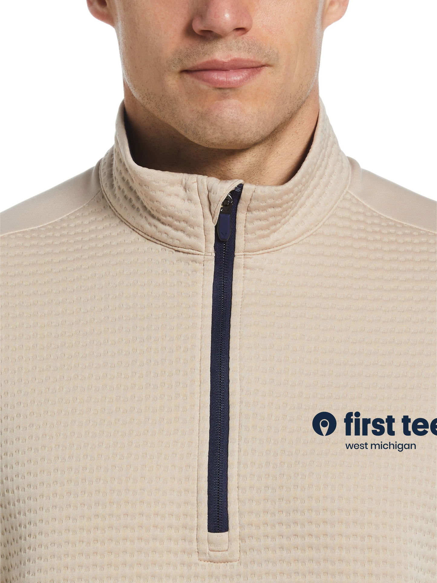 Callaway Mens Textured 1/4 Zip Golf Pullover - Latte
