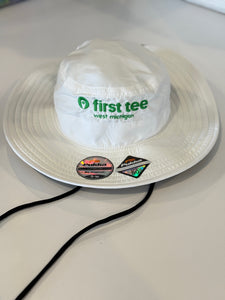 Pukka Bucket Hat White with Green Logo