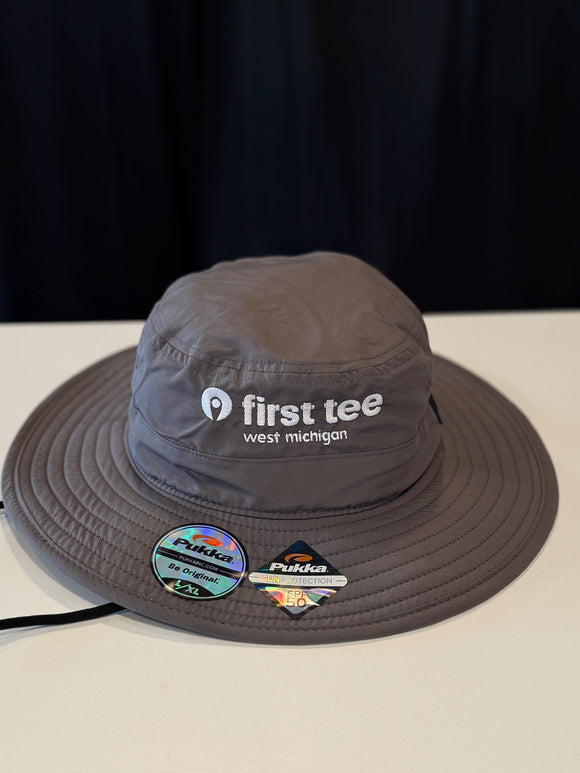 Pukka Bucket Hat Charcoal with White Logo